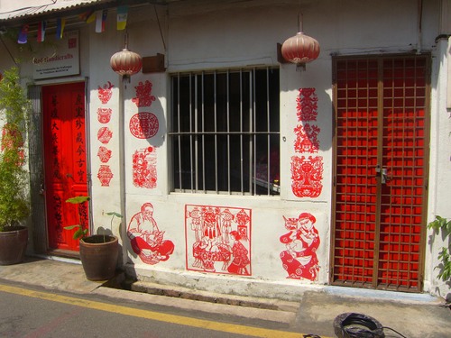 Yksityiskohtaa Chinatownista Melaka